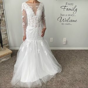 Trumpet/Mermaid V Neck Long Sleeve Wedding